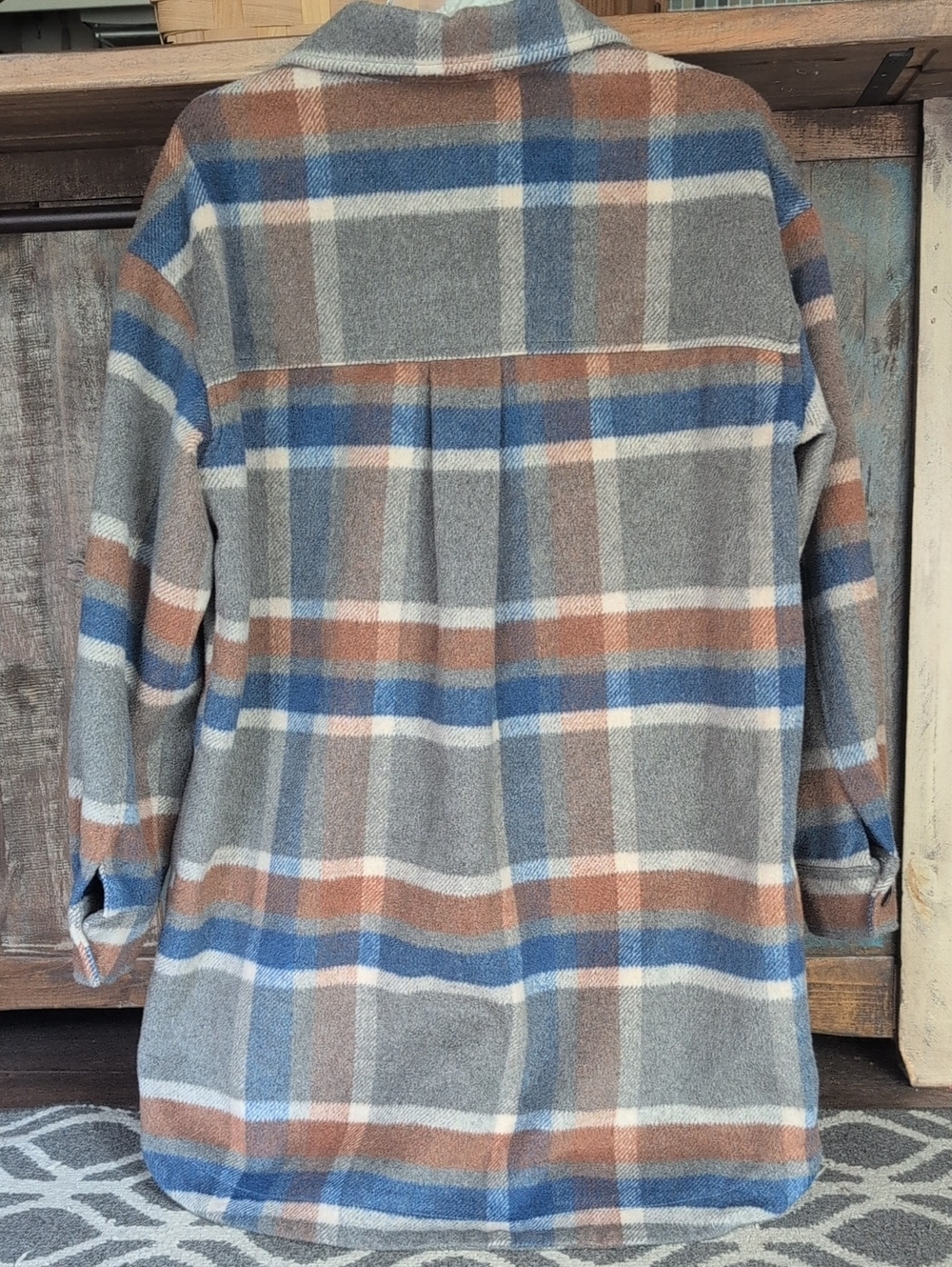 American Eagle Outfitters Oversized Plaid Shacket Elongated Cut - Women's Small - Picture 7 of 7